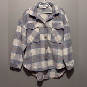 Miss Love Ladies Plaid Fuzzy Flannel Shacket
